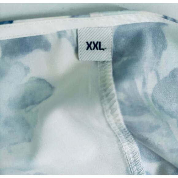 Floral Womens Sz XXL Caftan Muumuu Maxi Dress Tall White Blue Cover Up - Picture 4 of 4